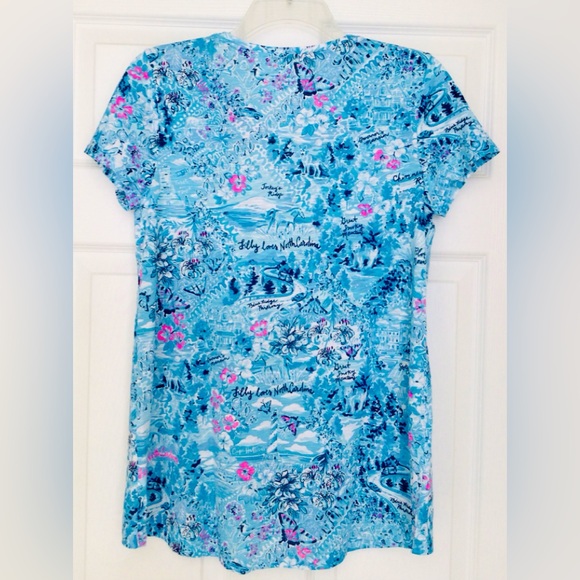 Lilly Pulitzer Etta V-Neck Top-Lilly loves North Carolina Blue Peri NWT In Pack - Picture 5 of 9
